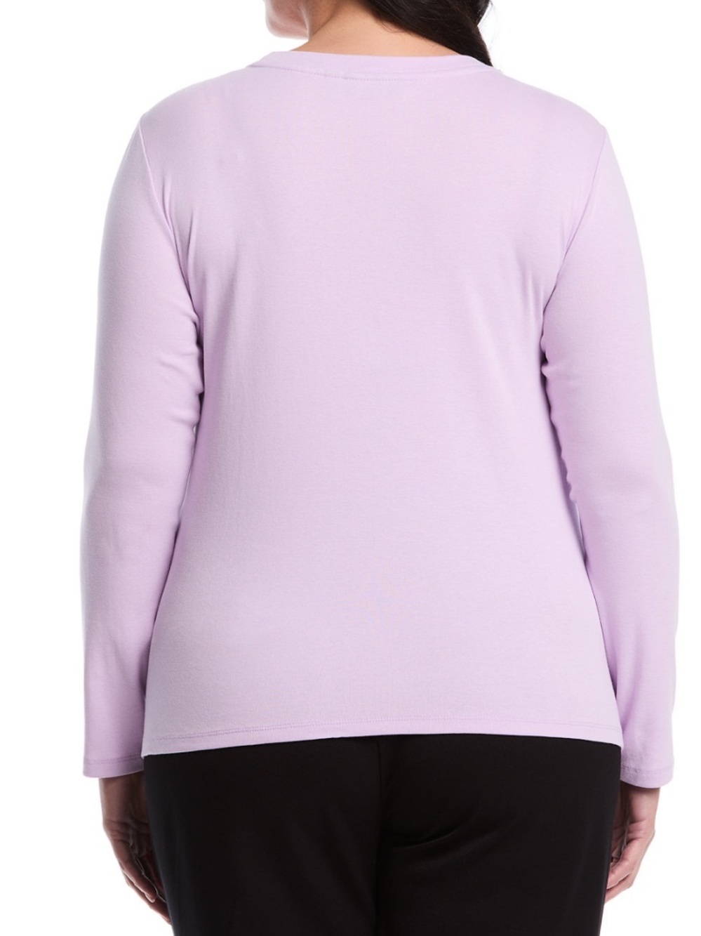 Rafaella Plus Size Embellished Crewneck Long-Sleeve Top - Lilac (Size 3X) - Picture 11 of 11